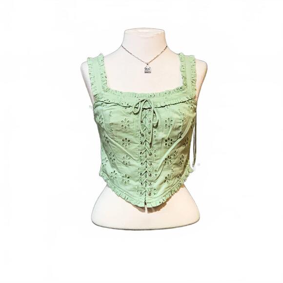 ROCK & ROLL DENIM Tops - NEW ROCK & ROLL DENIM women's corset style eyelet top in jade